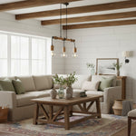 Afbeelding laden in galerijweergave, Virell Verstelbare Lineaire Plafondlamp – 3-Lamps Houten en Metalen Ontwerp voor Keukeneiland of Kantoor