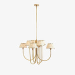 Load image into Gallery viewer, Ruchee Chandelier – Layered Fabric Shade Brass Ceiling Light for Dining or Living Spaces