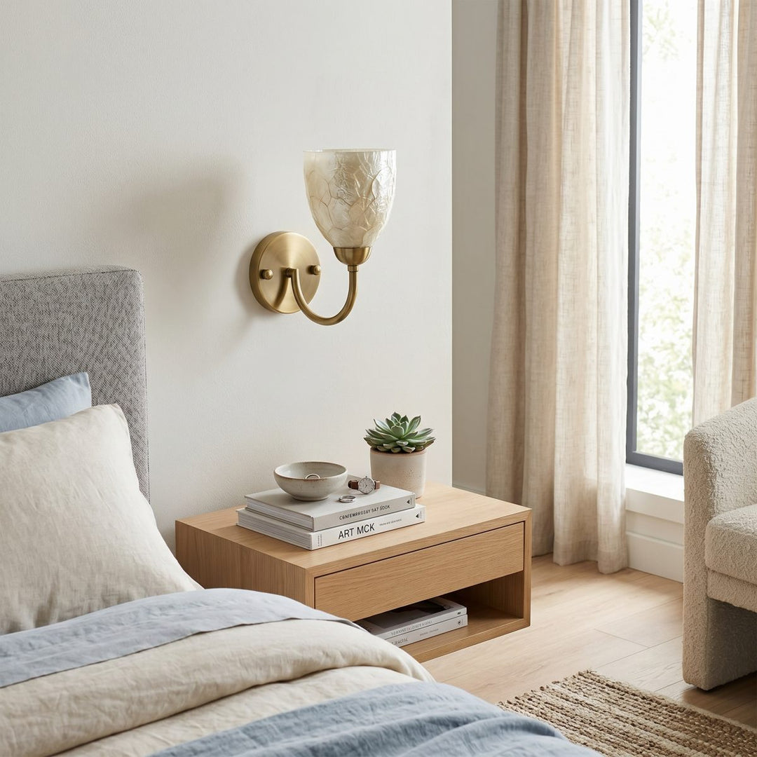 Nacrelith Wall Sconce - Modern Capiz Shell Lamp for Bedroom