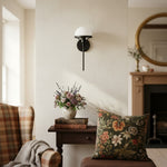 Load image into Gallery viewer, Ornato Luxe Modern Art Deco Wall Light - Opal Glass Globe Sconce - Brass or Black
