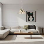 Afbeelding laden in galerijweergave, TF Astoria Tiffany Plafondhanglamp – Geometrisch Glasontwerp met Inkepingen voor Woonkamer