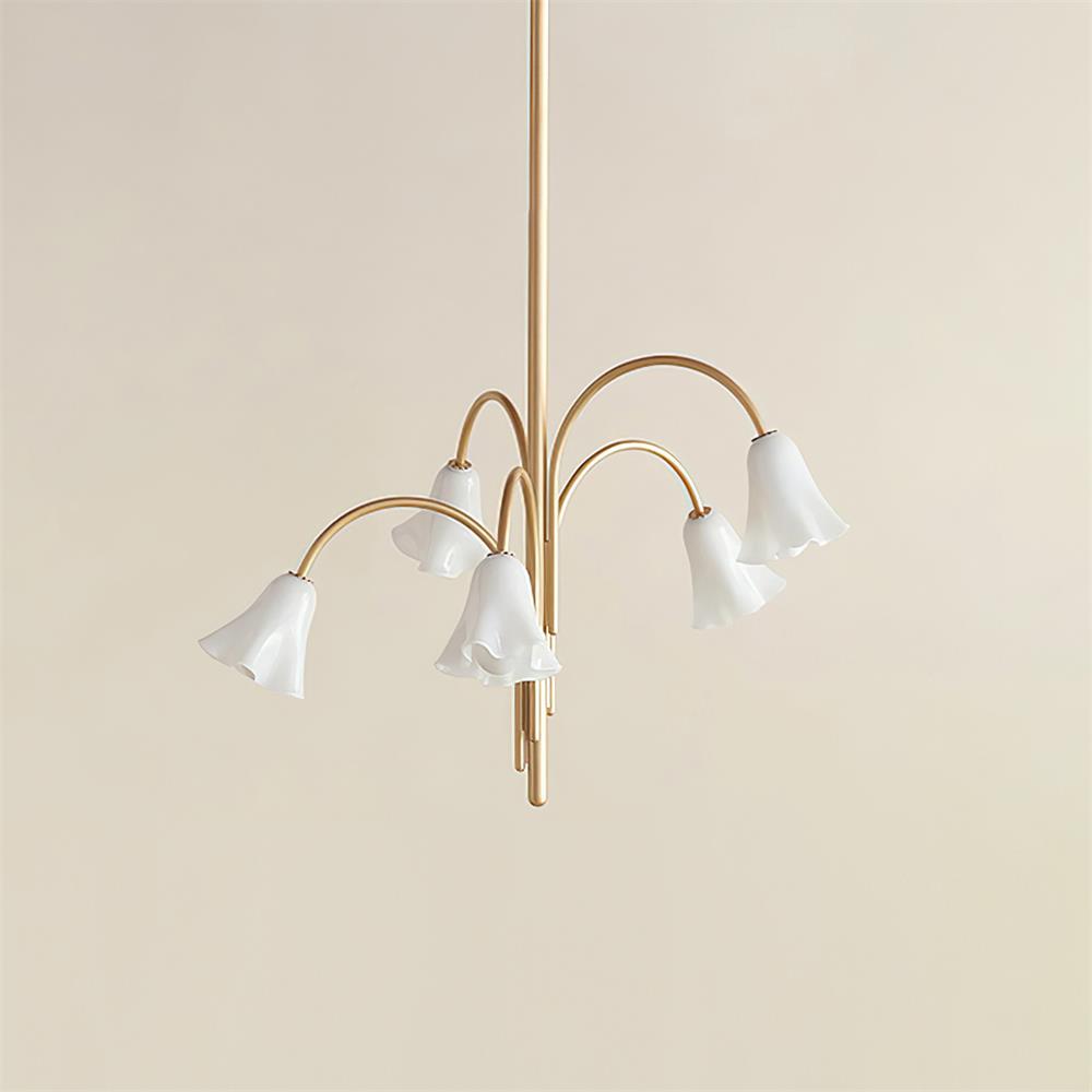 Bellina Modern Romantic Chandelier - Botanical Lily Design with Glass Flowers