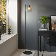 Readium industriële vloerlamp - verstelbare glazen kap metalen voet voor woonkamer en slaapkamer