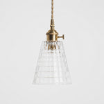 Charger l'image dans la visionneuse de la galerie, Style E textured glass shade with antique brass E27 socket, front view