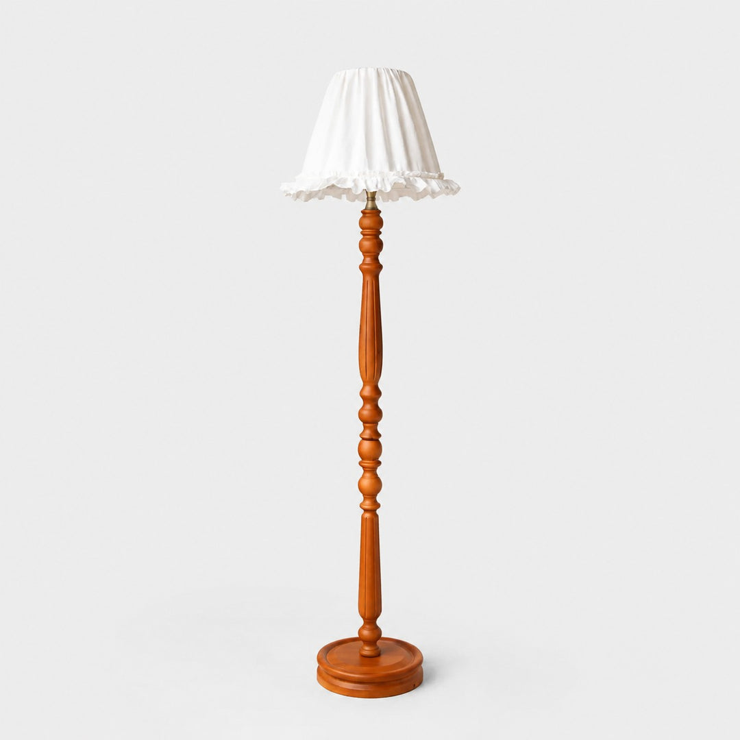 Vintage vloerlamp van massief hout met optioneel bijzettafeltje