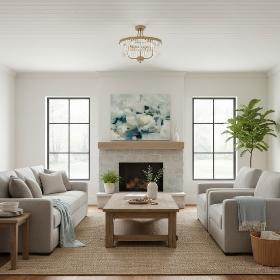 Beveline 3 luces redondo semi empotrado - Pantalla de vidrio facetado acabado metálico para pasillos y dormitorios