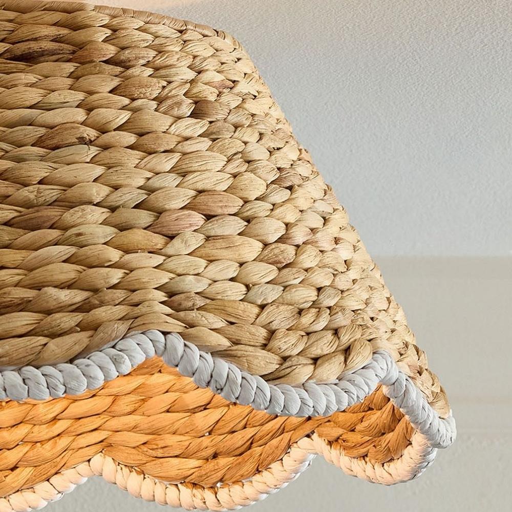 Ruvest Farmhouse Opbouw Plafondlamp - Schelpvormige Rotan voor Warme Interieurs