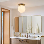 Load image into Gallery viewer, Rivolence Flush Mount Ceiling Fixture - Minimal Globe Brass Lighting
