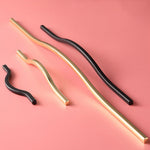 Load image into Gallery viewer, Curved Cabinet Handles – Minimalist Black Gold Cabinet Door Handle Set
