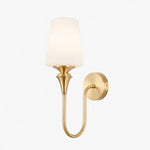 Charger l'image dans la visionneuse de la galerie, Antique brass wall sconce with opal glass shade