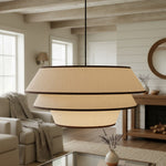 Carica immagine nel visualizzatore della Galleria, Lampada a sospensione Tarivon con struttura in acciaio e paralume in tessuto – Lampada moderna da soffitto per sale da pranzo