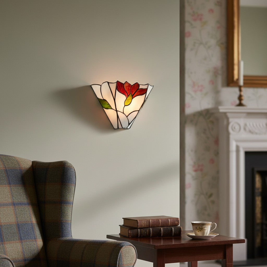 TF Botanica glas-in-lood bloemenontwerp wandlamp - wandkandelaar voor hal en slaapkamer