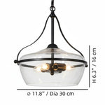 Afbeelding laden in galerijweergave, Eira Mid-Century Modern 3-lichts glazen hanglamp met komvormige kap