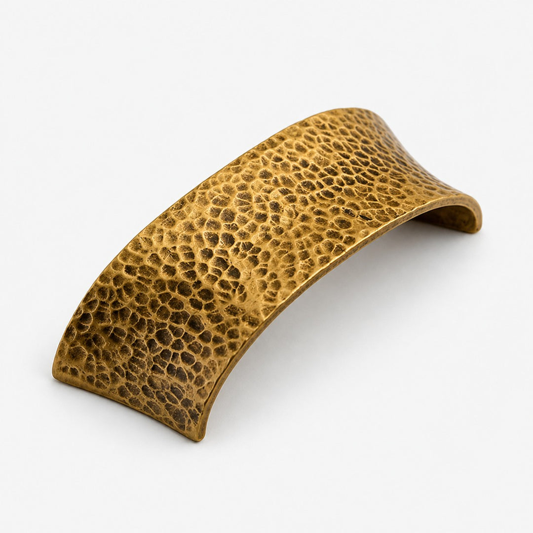 76 millimeter hammered brass cabinet pull