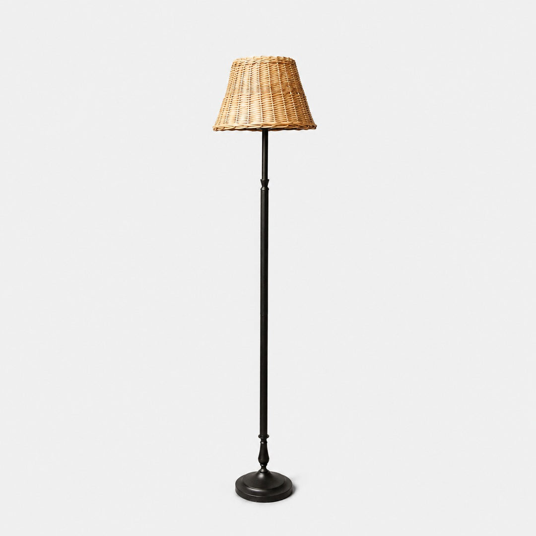 Handwoven rattan shade floor lamp product view