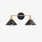 Load image into Gallery viewer, Conique Metal Dual Black Sconce with Cone Shades - Industrial Vanity Wall Light for Mirror
