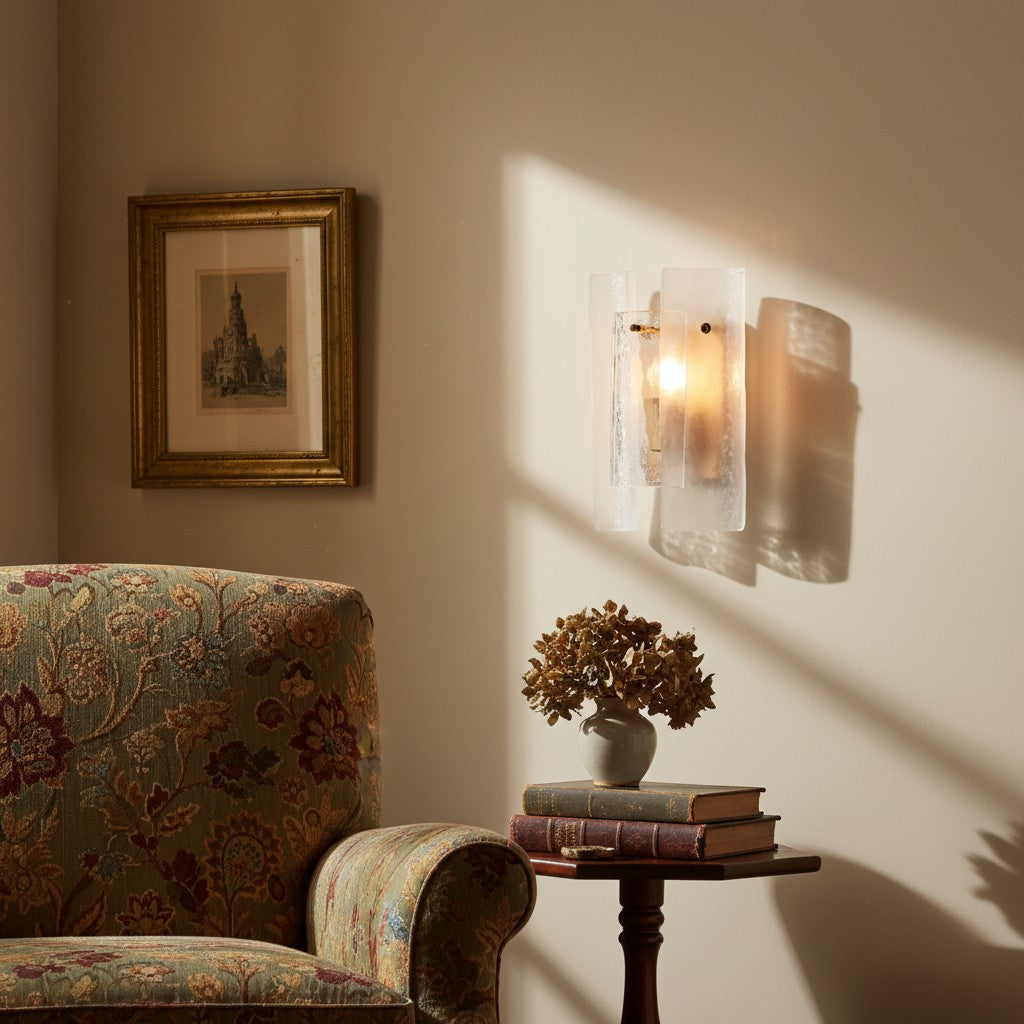 Velora Layered Textured Glass Wall Lamps - Suitable for Living Rooms and Hallways