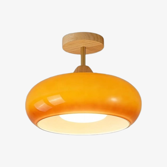 Lampada da soffitto in vetro vintage Bauhaus Bauvia – Lampada artistica moderna con base in legno per soggiorno N62