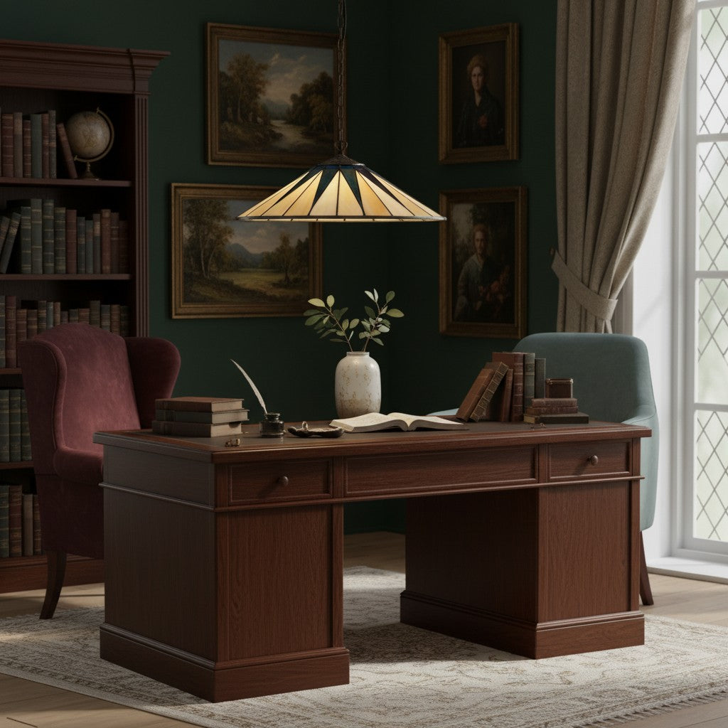 TF Dark Star Tiffany-hanger – glas-in-lood geometrisch ontwerp plafondlamp voor woonkamers