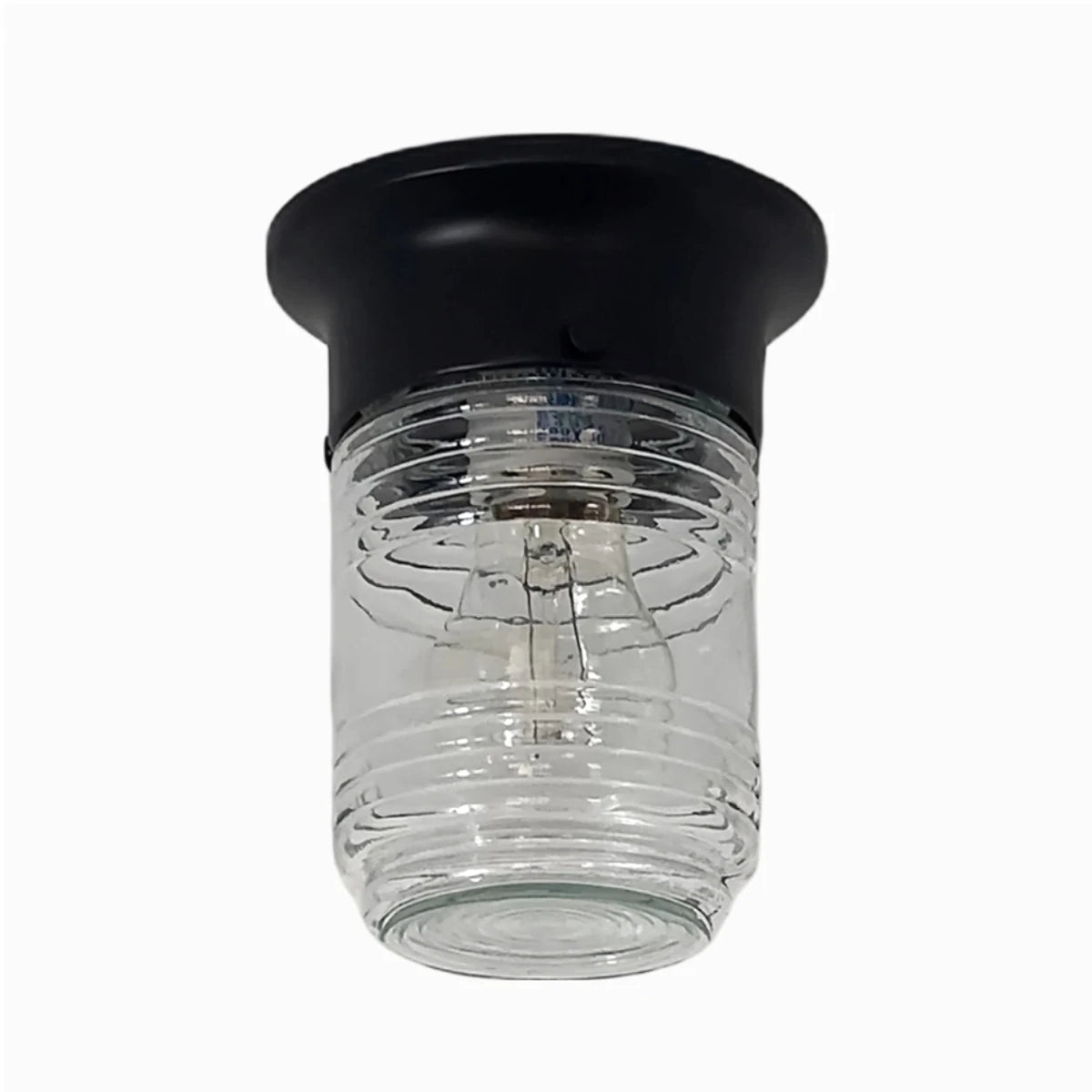 Style J minimalist glass ceiling lamp in black finish