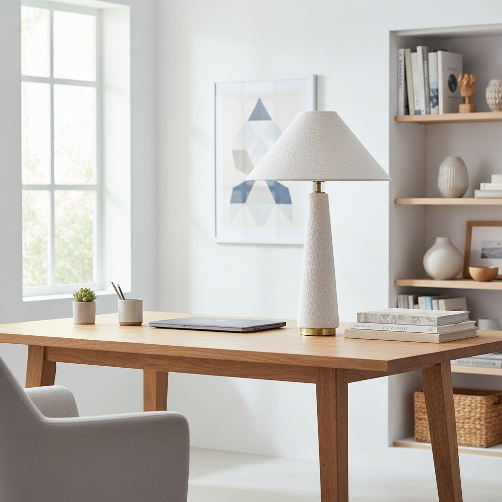 Ceruna Cone Shaded Table Lamp - Elegant Fabric for Living Room and Entryway