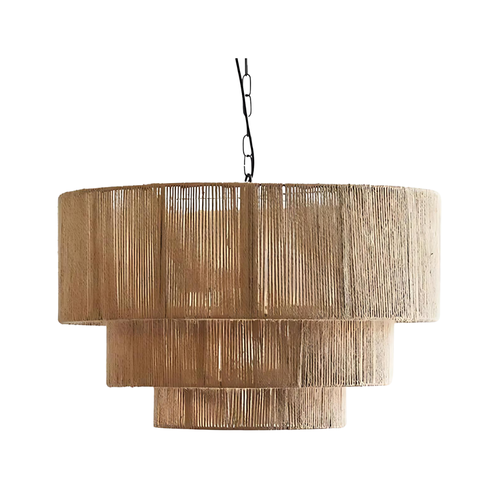 Lámpara Colgante Elegante de Ratán Tejido en Cascada