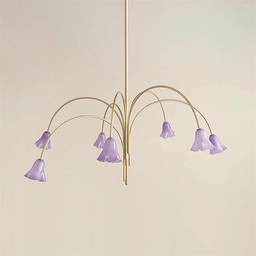 Bellina Modern Romantic Chandelier - Botanical Lily Design with Glass Flowers