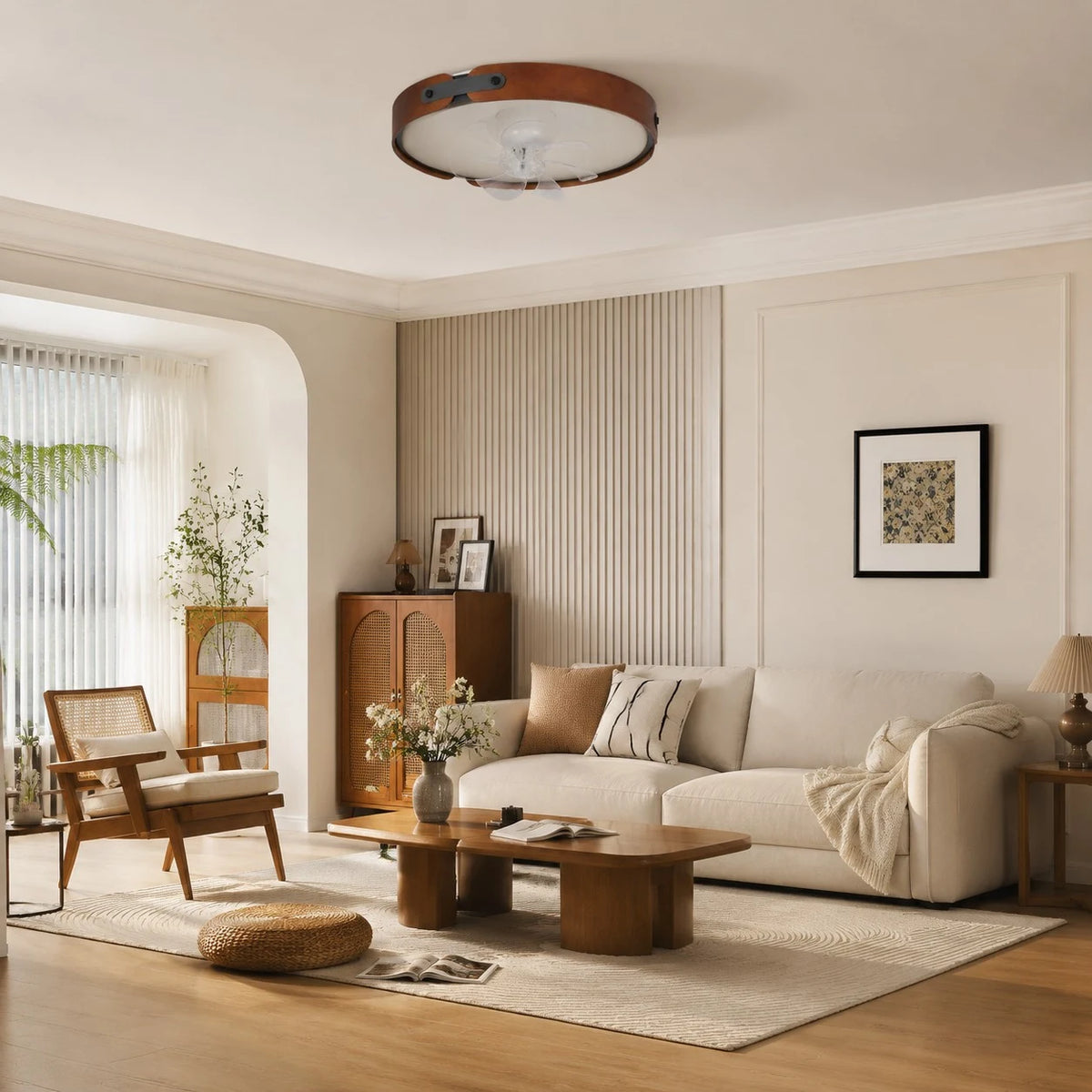 Walnut Full Spectrum Flush Mount Ceiling Light