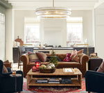 Load image into Gallery viewer, Lumora Crystal Pendant Light – Elegant Tumbled Brass &amp; Cut Glass
