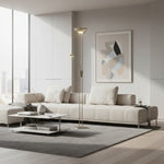 Load image into Gallery viewer, Linexis Art Deco Metal &amp; Opal Glass Floor Lamp – Dual-Light Design for Modern Interiors