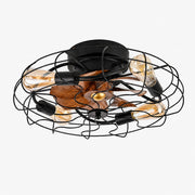 Black caged ceiling fan light