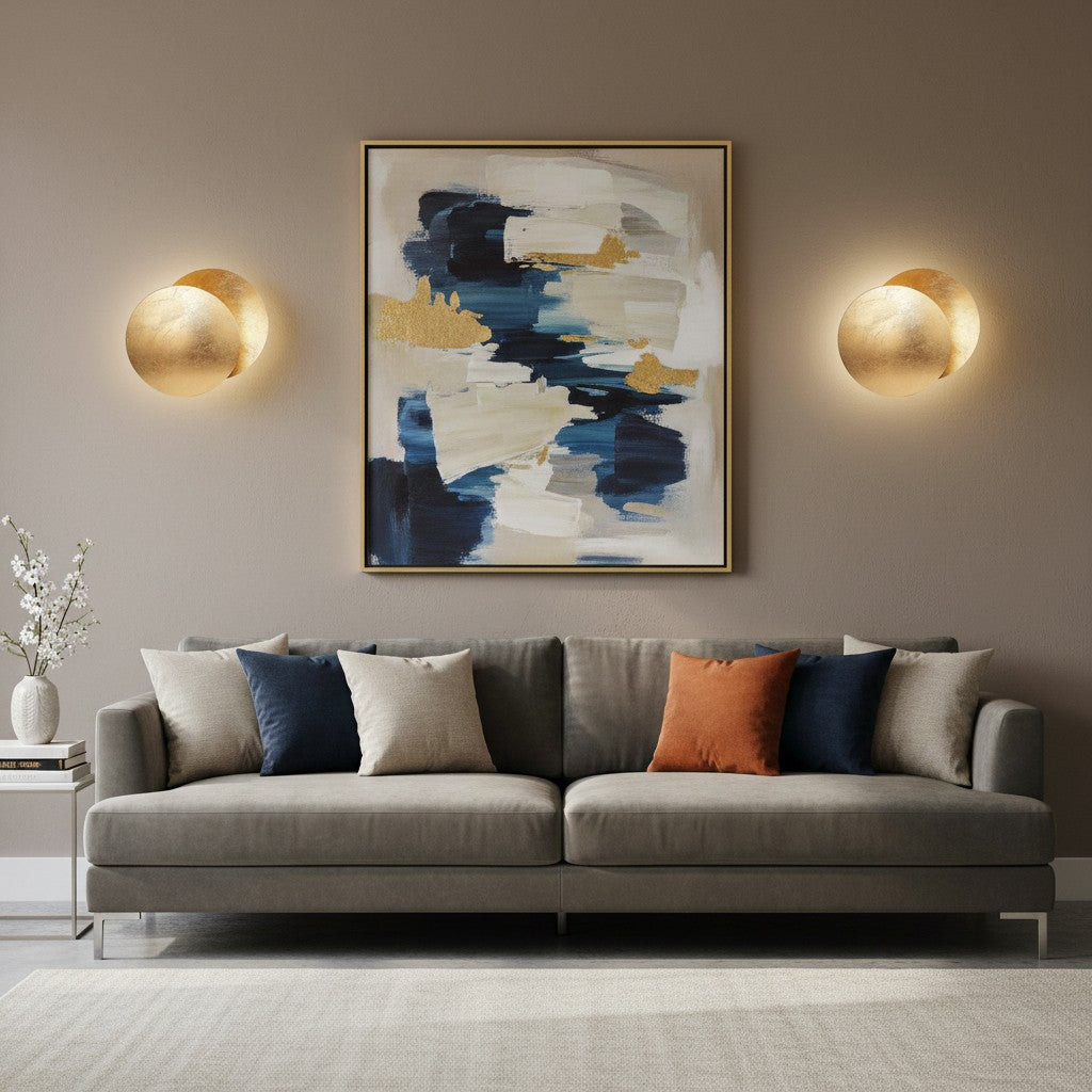 Discola schijf wandlamp – modern koperen halo ontwerp met ronde kap voor woonkamer of slaapkamer N20