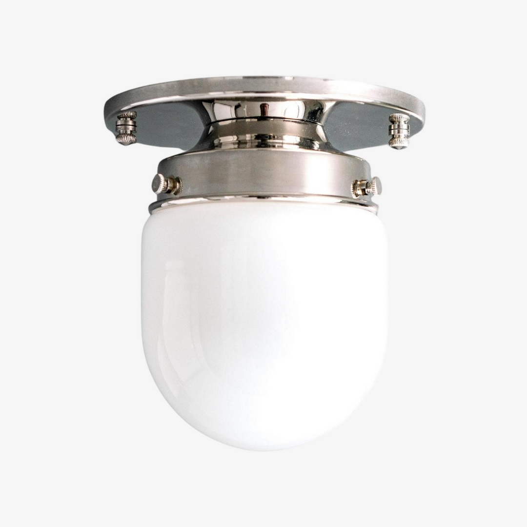 Opalume White Opal Glass Bulb-Globe Flush-Mount Ceiling Light for Entry & Living Room