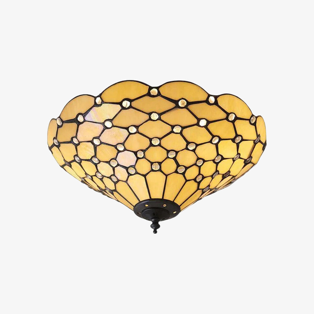 TF Pearl Handgemaakte Tiffany Plafondlamp – Art Deco Glas-in-Lood Lamp voor Hal of Woonkamer