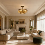 Afbeelding laden in galerijweergave, French vintage ripple glass chandelier with smoked glass