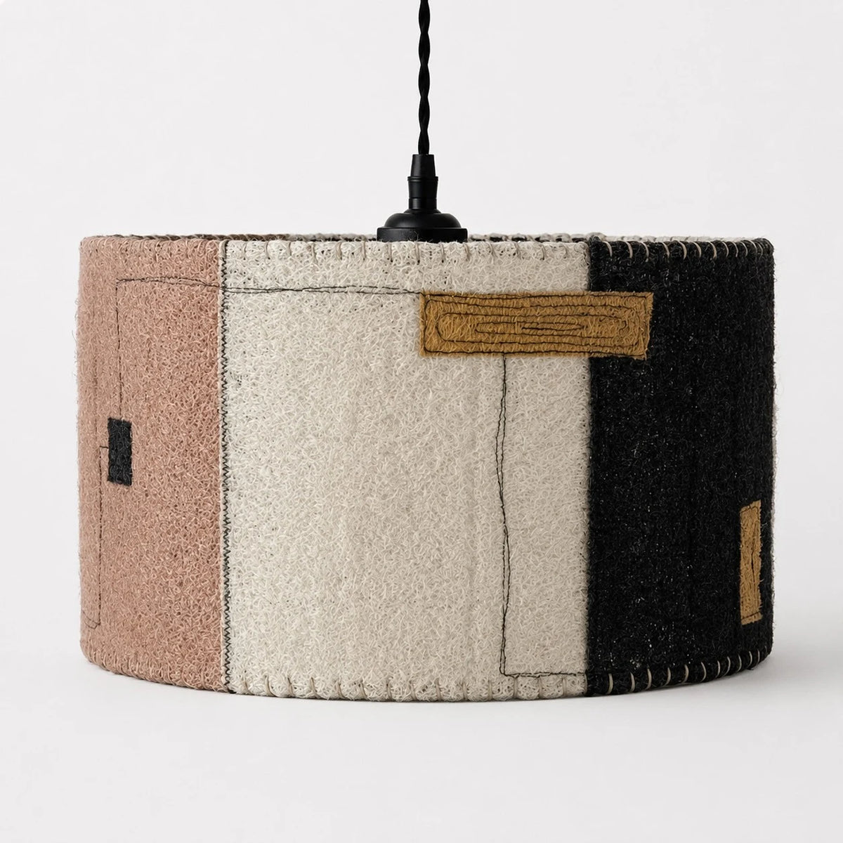 Natural Loofah Woven Pendant Lamp Wabi Sabi Patchwork Hanging Light