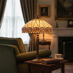 Load image into Gallery viewer, TF Hutchinson Art-Glass Tiffany Style Table Lamp – Handcrafted Design for Home and Office