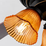 Charger l'image dans la visionneuse de la galerie, Ribbed amber glass shade detail
