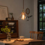 Cargar imagen en el visor de la Galería, Vintage glass pendant light creating warm dining bar atmosphere