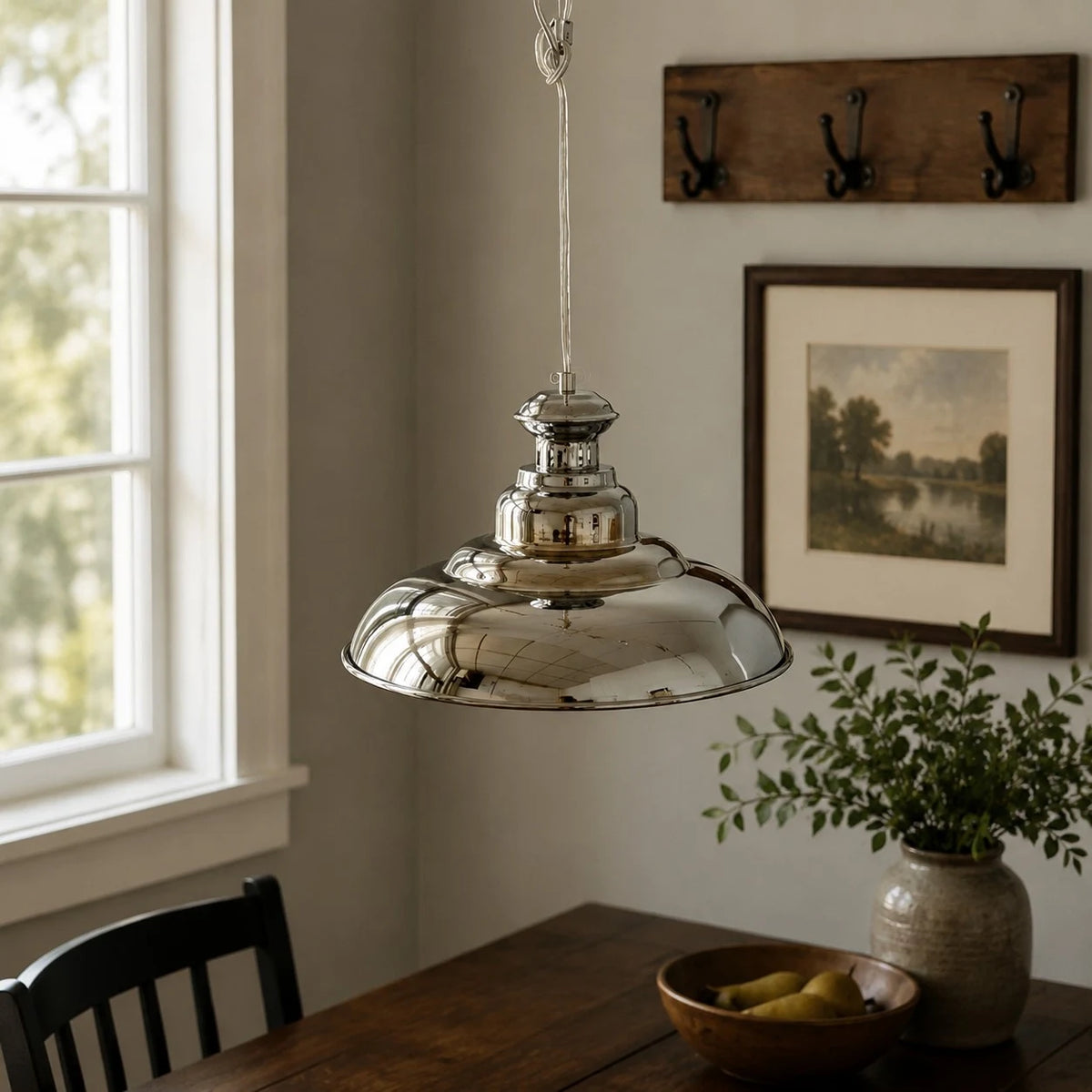 Bauhaus chrome dome pendant light