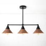 Load image into Gallery viewer, Conique Metal Hand-Aged Copper Chandelier - 3 Light Industrial Pendant - Island Lighting
