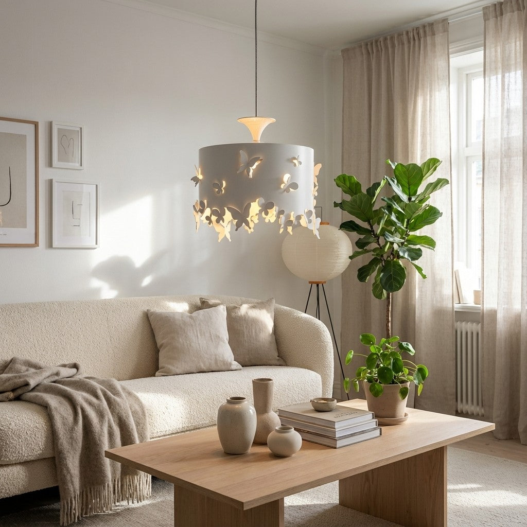 Alaria Design Lampa wisząca - Artystyczna lampa wisząca z ambientowym cieniem do salonu