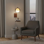 Afbeelding laden in galerijweergave, Afterglow Moderne Zonsondergang Wandlamp – Dubbele Glazen Kap Ontwerp met Houtstructuur Voet