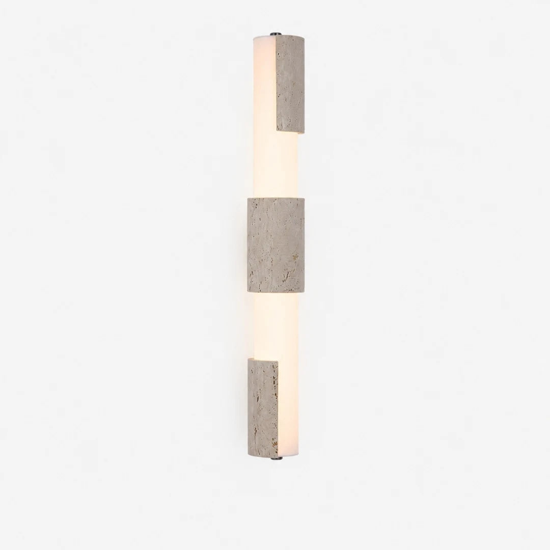 Tall yellow travertine acrylic wall lamp 60 cm product view