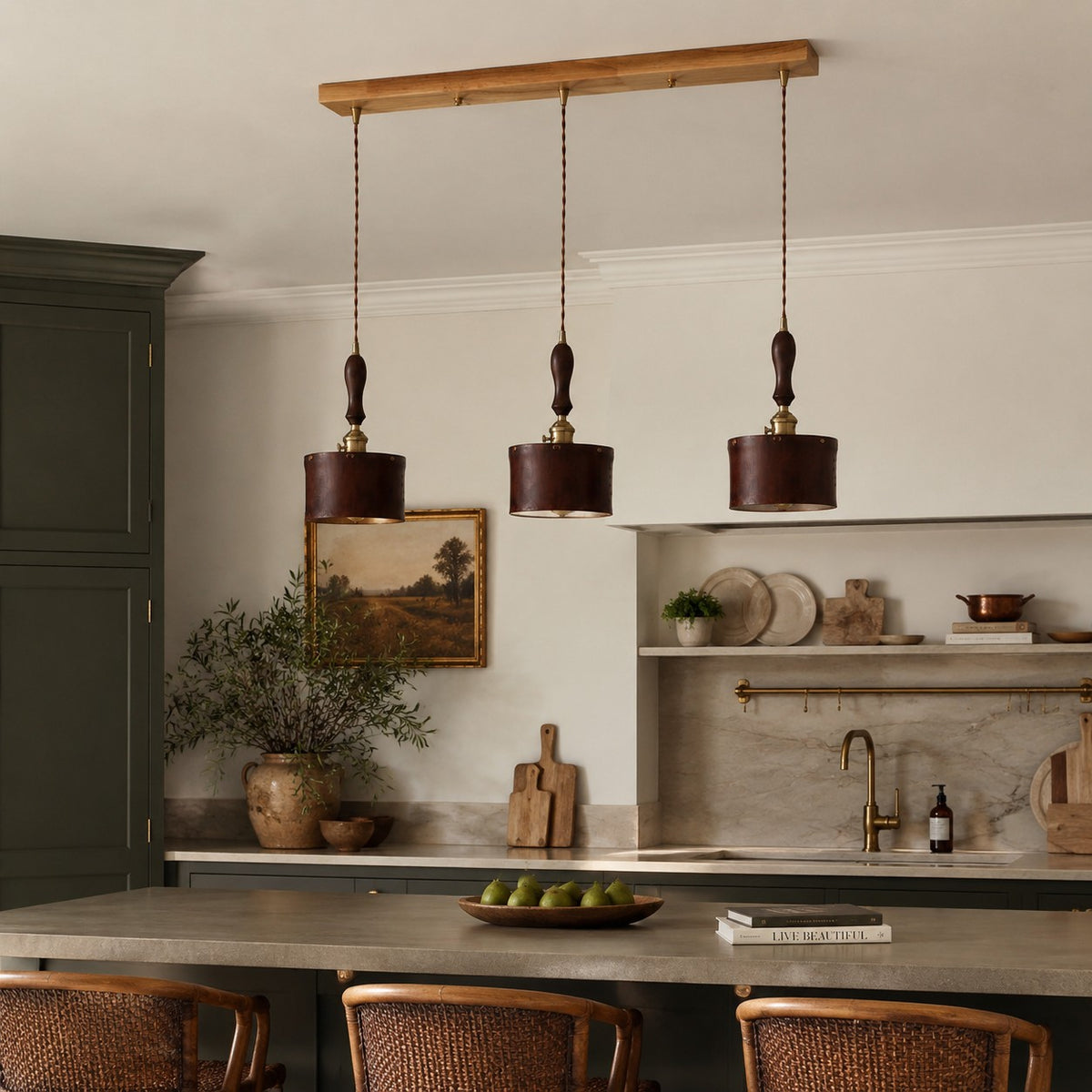 Modern Minimalist Leather Shade Pendant Light