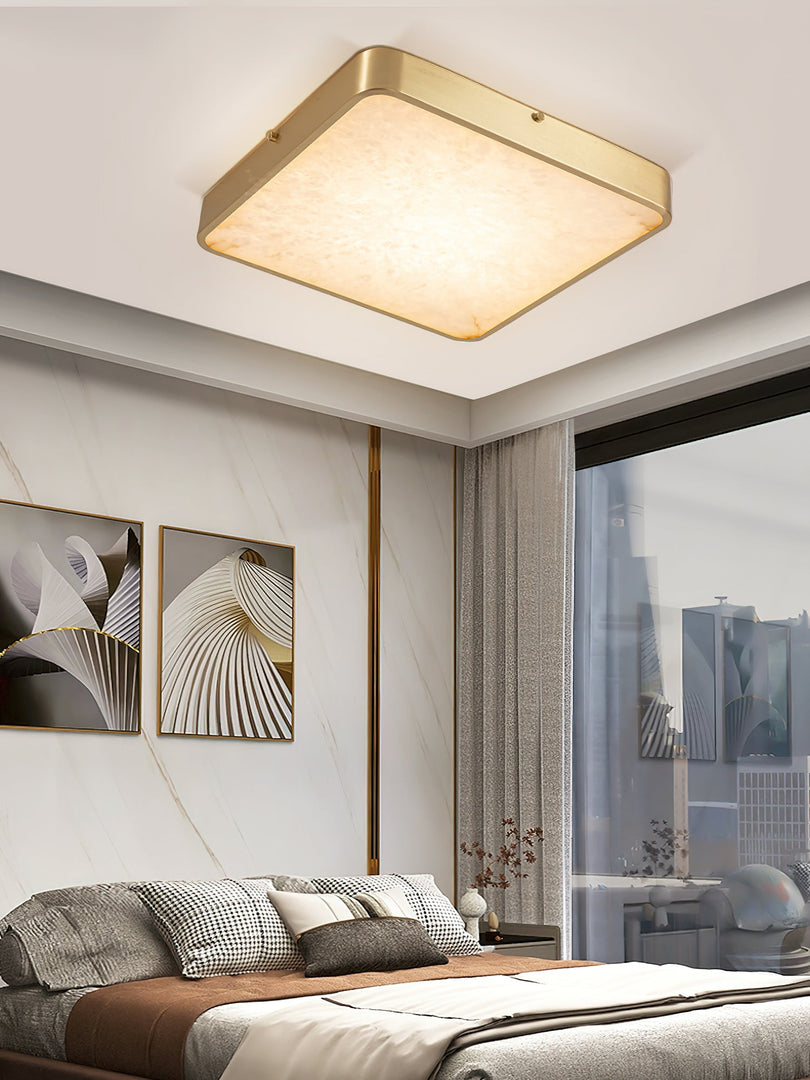 Geometryczna lampa sufitowa wpuszczana z alabastru