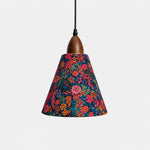 Carica l'immagine nella visualizzazione Galleria, Small gold foil floral cone pendant light front view
