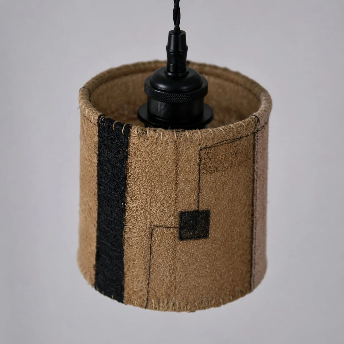 Natural Loofah Woven Pendant Lamp Wabi Sabi Patchwork Hanging Light