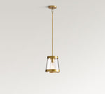Load image into Gallery viewer, Driscoll Glass Drum Pendant Light - Contemporary Brass Hanging Lamp
