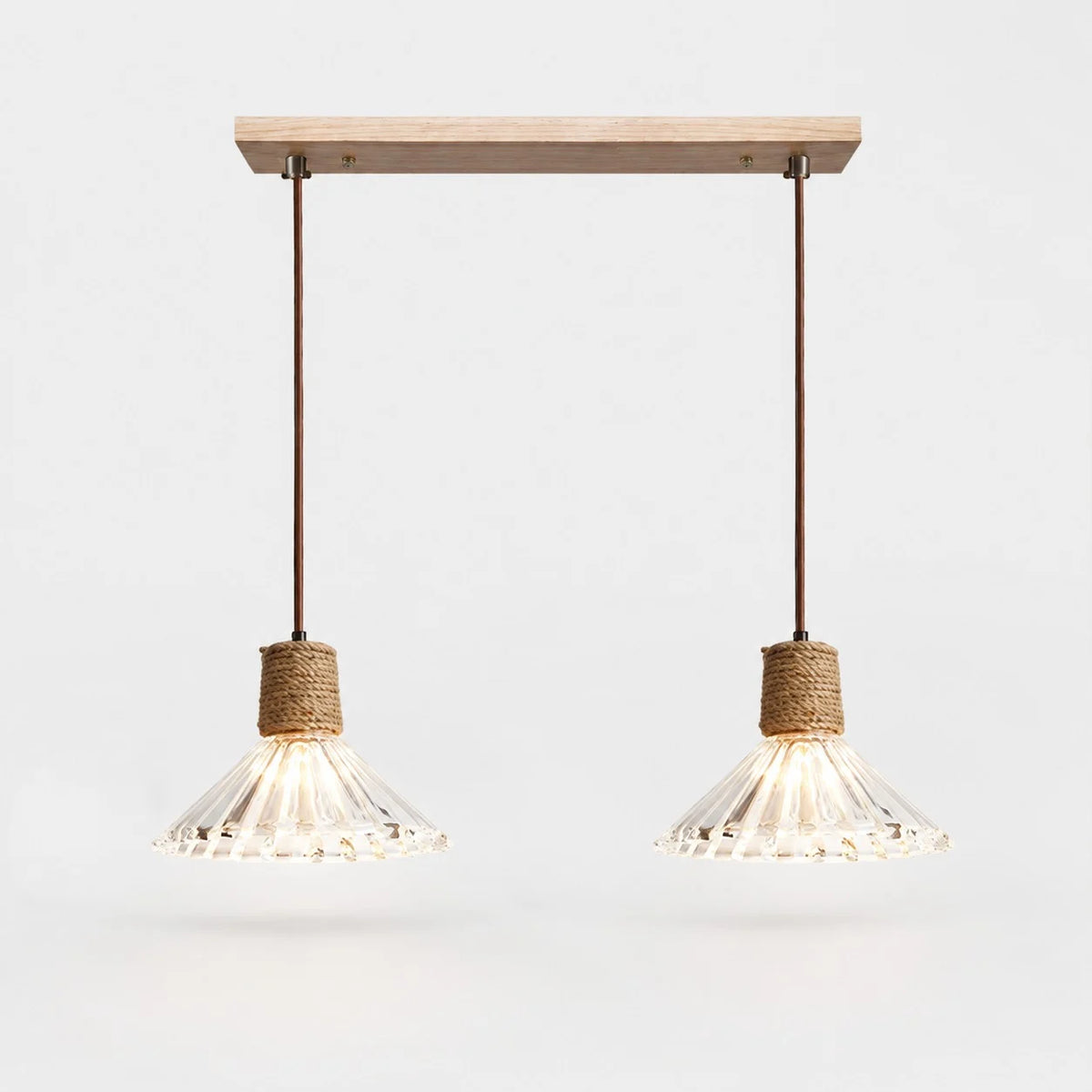 Rustic Woven Rope Glass Pendant Light Collection